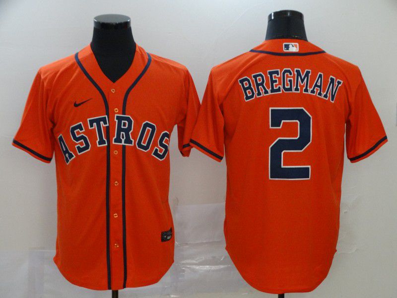 Men Houston Astros 2 Bregman Orange Nike Game MLB Jerseys